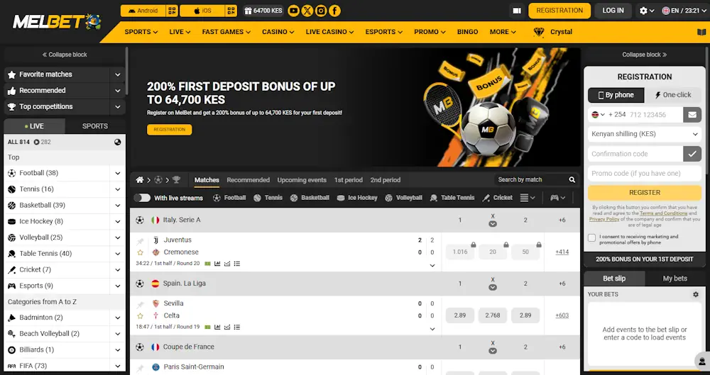 Melbet Casino and Welcome Bonuses Screenshot